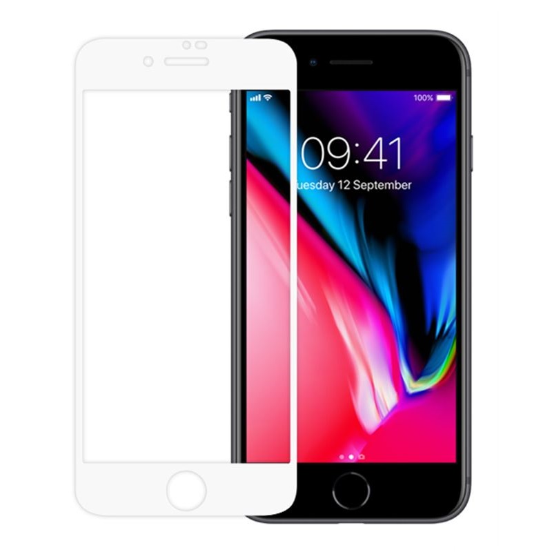 Screen Glass Apple iPhone 7 Plus, iPhone 8 Plus 5D Full Glue zaoblené bílé 1020277