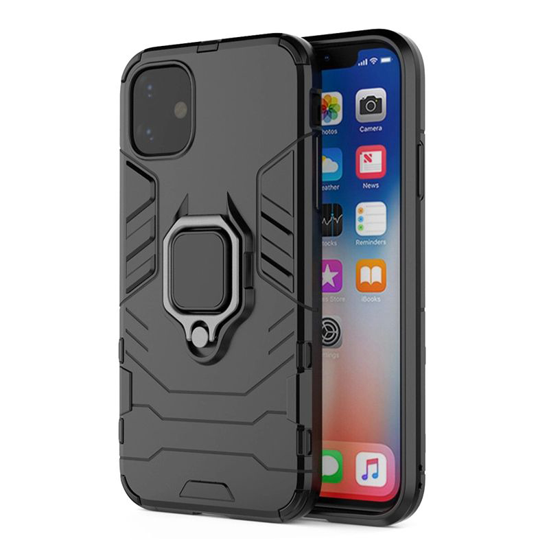 Pouzdro silikon Apple iPhone 12 PRO MAX Ring Armor Case černé