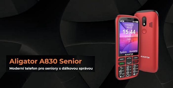 Aligator A830 Senior je jednoduchý klasický mobilní telefon 