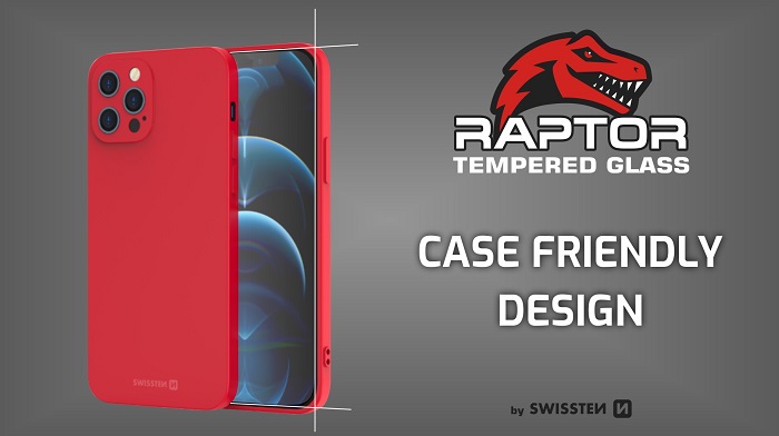 Screen Glass Swissten Raptor se pysni specifikaci Case Friendly