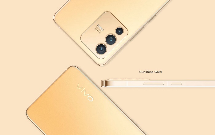 Vivo V23 5G design Sunshine Gold