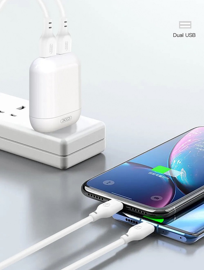 Nabijecka XO L78 se 2 USB a Lightning kabelem