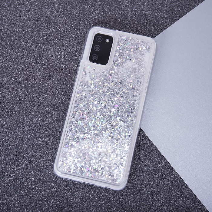 Silikonove pouzdro Glitter Liquid Sparkle stribrne design