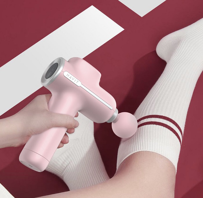 Masážní pistole HAVIT Portable Massage Gun a její skvělý design