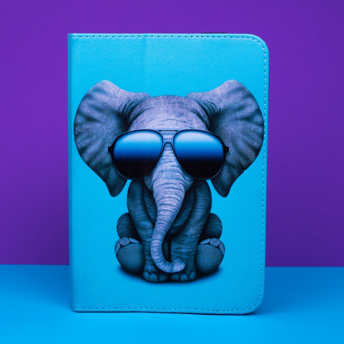 Univerzální knížkové pouzdro slon s brýlemi pro tablet 9" - 10"