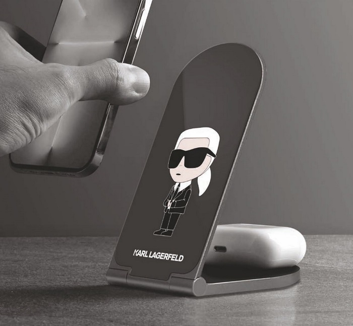 Bezdrátová stolní magnetická nabíječka 2v1 Karl Lagerfeld Ikonic