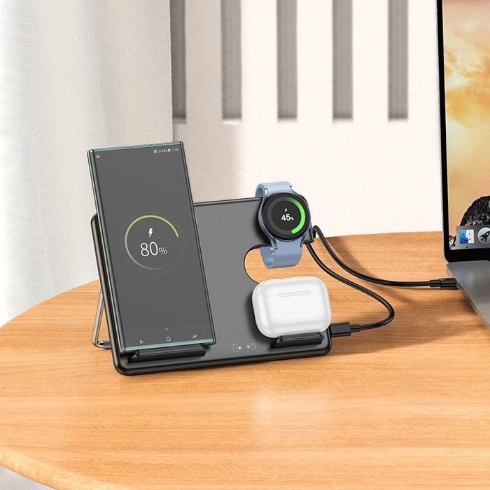 Nabíjecí stanice bezdrátová HOCO PowerTrio 3v1 15W