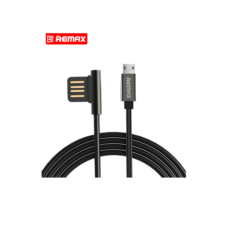 Levně USB datový kabel microUSB Remax RAYEN koncovka do boku černý