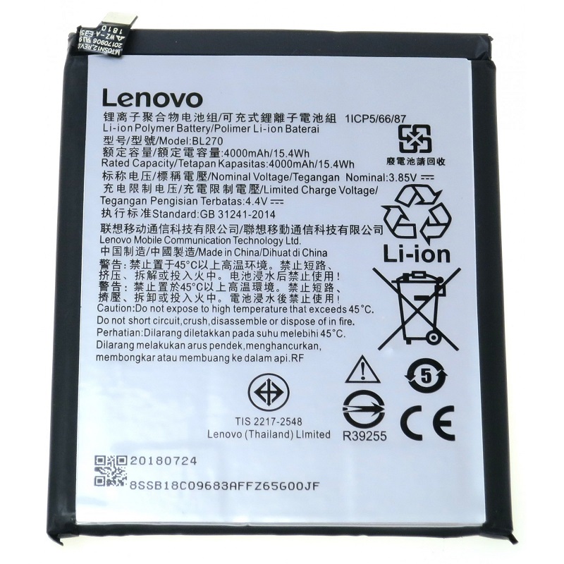 Baterie Lenovo BL270 Lenovo K6 Note, Moto G6 Play 4000mAh Original (volně)