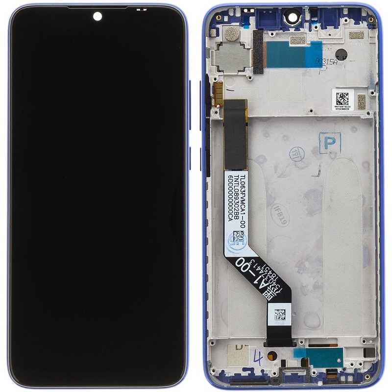 LCD display Xiaomi Redmi Note 7, Note 7 PRO + dotyk sklo + přední kryt modrý