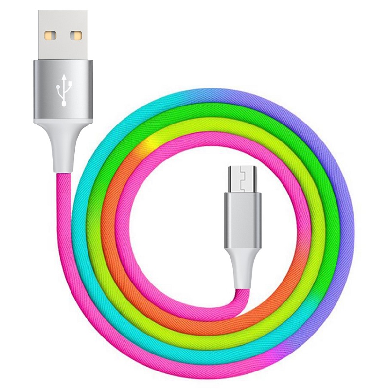 1024996_USB datovy kabel - microUSB Fast Charge 2A 1 metr opletany Rainbow_01.jpg