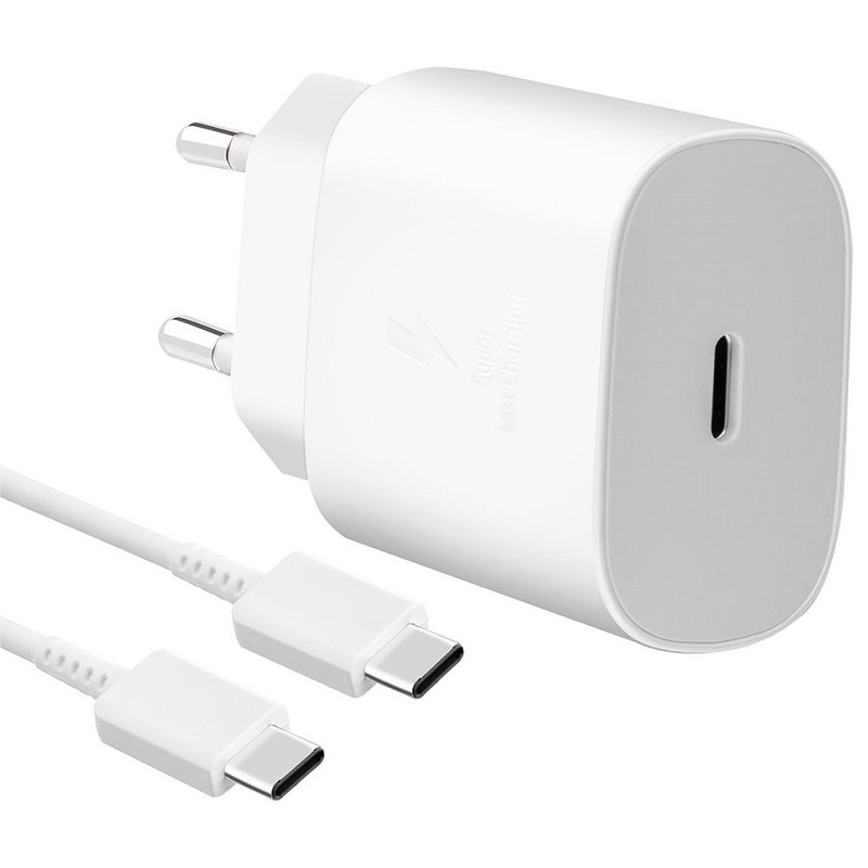 Levně Nabíječka Samsung EP-TA800EWE Quickcharge 25W + kabel EP-DA905BWE typ C bílá