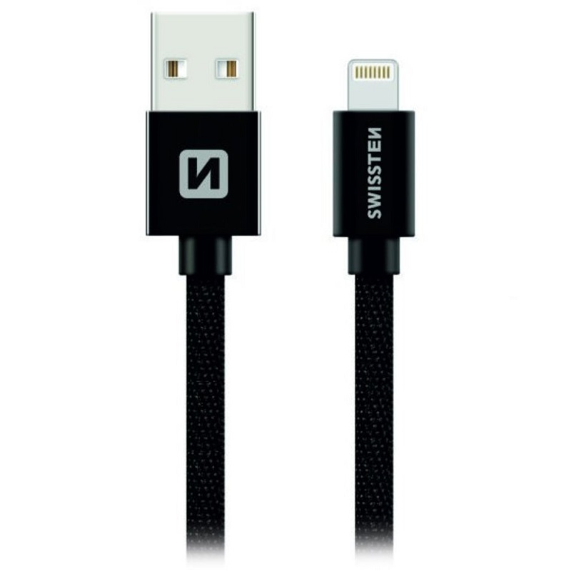 Levně Swissten Textile USB/LIGHTNING 0,2 m