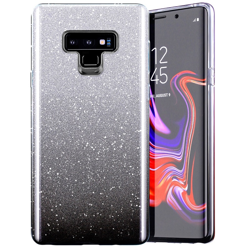 Pouzdro 1Mcz Shining Duo TPU třpytivé ochranné Samsung Galaxy A22, Galaxy M22, Galaxy M32 stříbrná černé