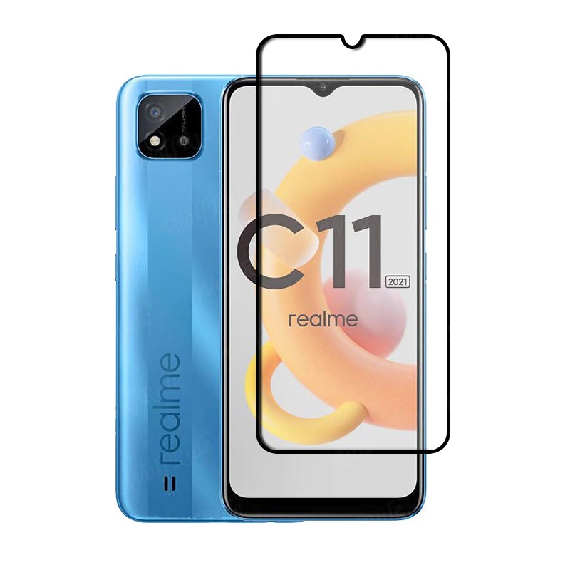 Levně Screen Glass Realme C11 2021, Realme C20 5D Full Glue zaoblené černé 1027432