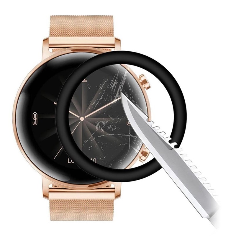 Screen Protector Huawei Watch GT2 42mm 3D Full zaoblené černé okraje ochranná folie