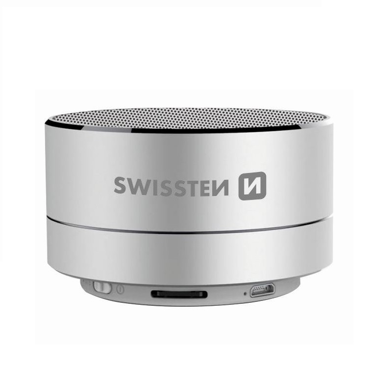 Levně Reproduktor Swissten i-METAL 3W, slot SD, BT 4.0 stříbrný