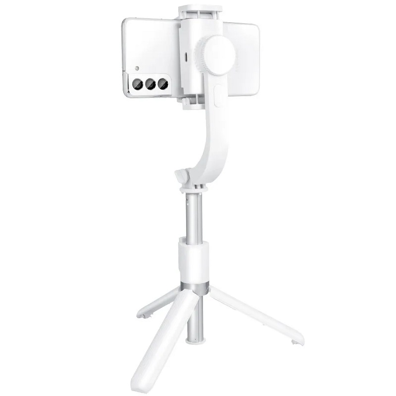 Držák Selfie GIMBAL stabilizator do ruky + Tripod stativ s Bluetooth ovládáním SSTR-L08 bílý