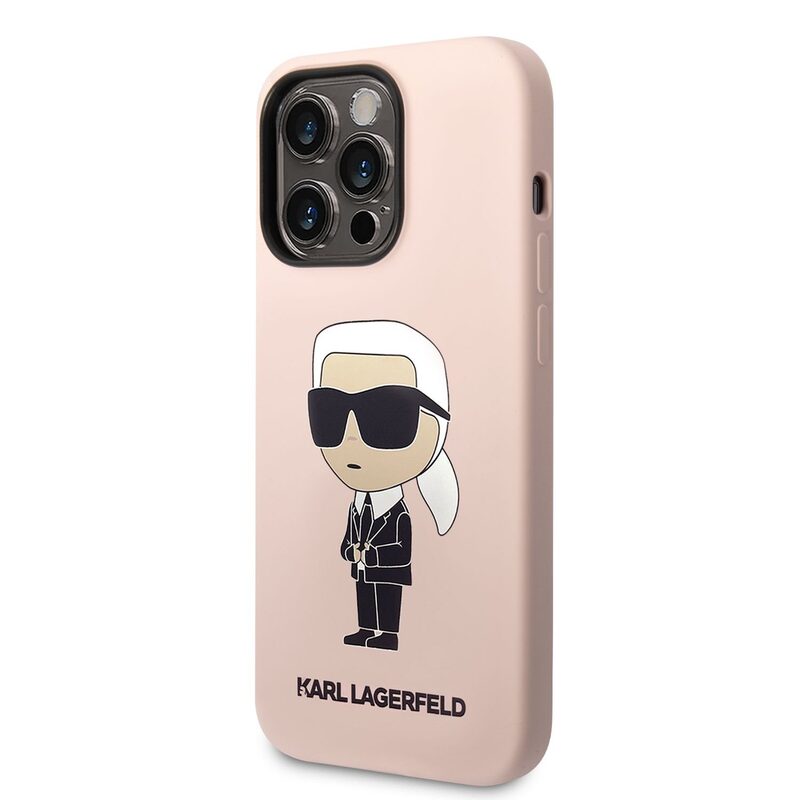 Pouzdro Karl Lagerfeld Liquid Silicone Ikonik NFT iPhone 14 Pro růžové