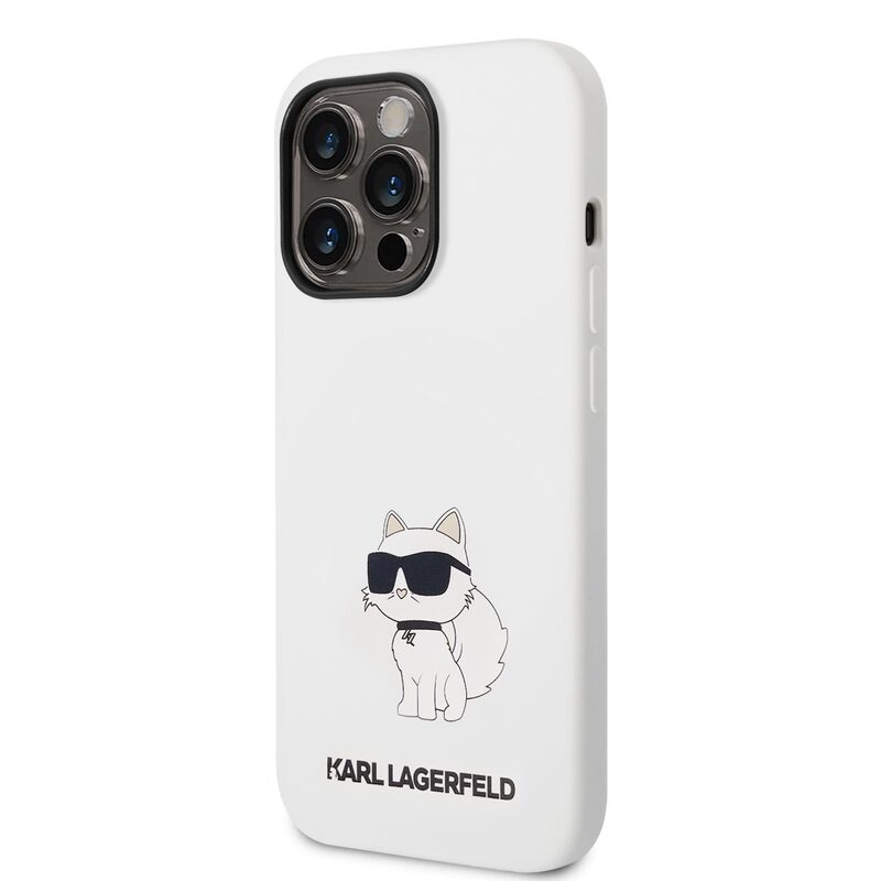 Pouzdro Karl Lagerfeld Liquid Silicone Choupette NFT zadní kryt pro Apple iPhone 14 PRO MAX White