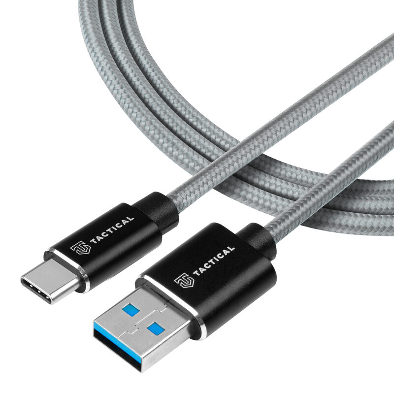 Levně USB dobíjecí kabel Tactical Fast Rope Aramid Cable USB-A/USB-C 0.3m šedý