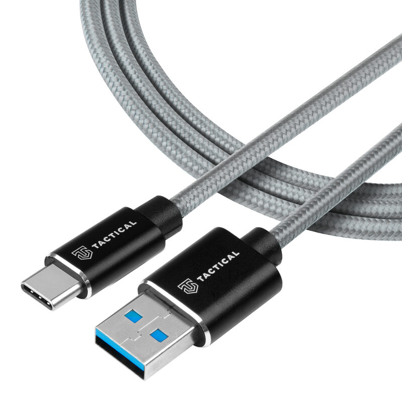 Levně USB dobíjecí kabel Tactical Fast Rope Aramid Cable USB-A/USB-C 1m šedý