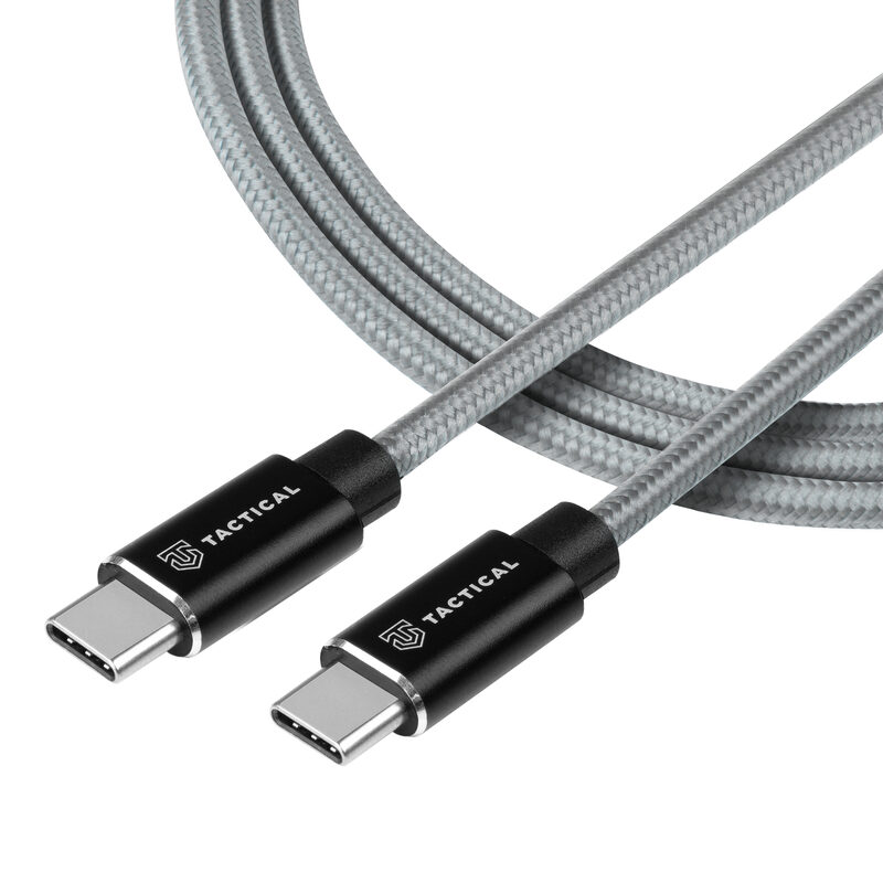 Levně USB dobíjecí kabel Tactical Fast Rope Aramid Cable USB-C/USB-C 100W 20V/5A 0.3m šedý