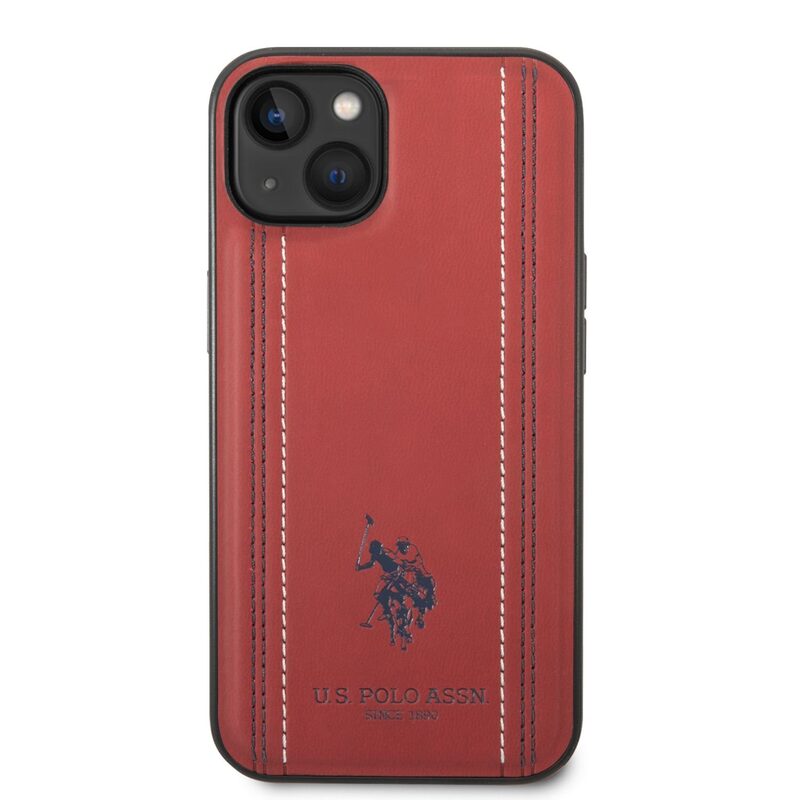 Pouzdro U.S. Polo PU Leather Stitched Lines iPhone 14 Plus Red