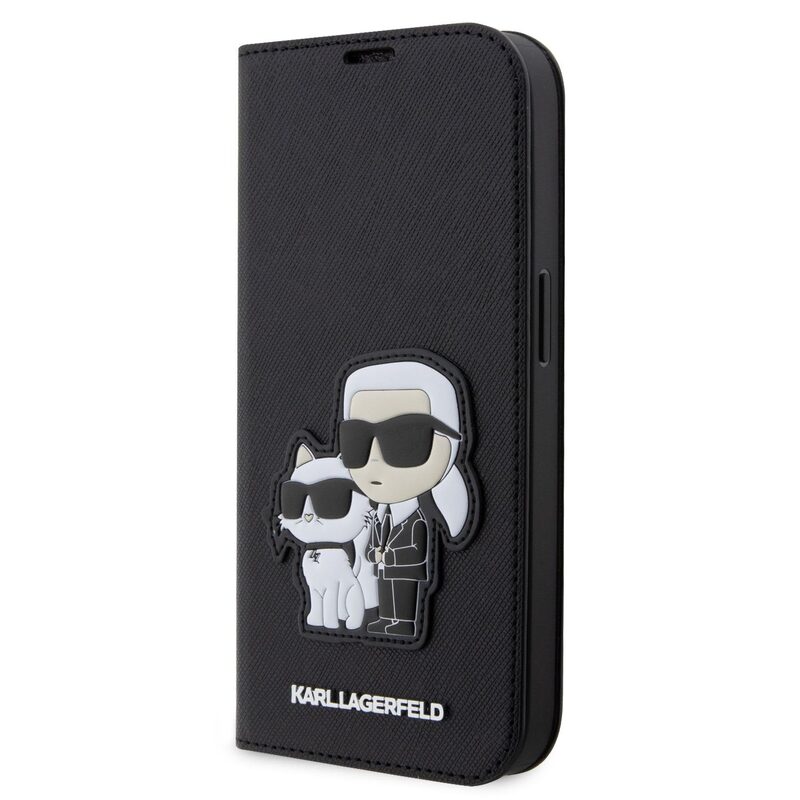 Levně Pouzdro Book Karl Lagerfeld PU Saffiano Karl and Choupette NFT pro Apple iPhone 14 PRO Black