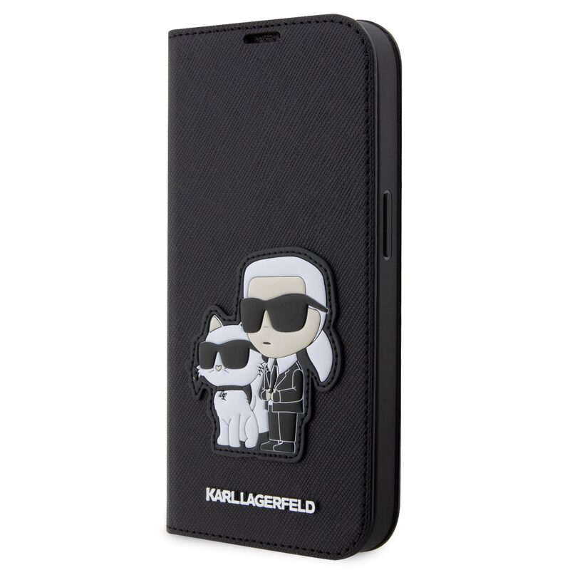 Levně Pouzdro Book Karl Lagerfeld PU Saffiano Karl and Choupette NFT pro Apple iPhone 13 PRO Black