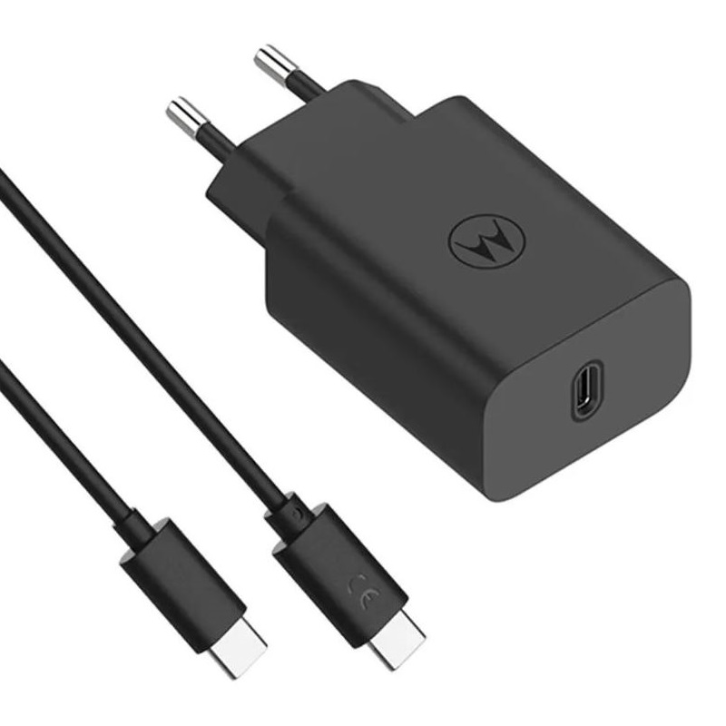 Nabíječka Motorola MC-302 USB-C 30W Turbopower Cestovní QC + USB-C-USB-C kabel Original Black