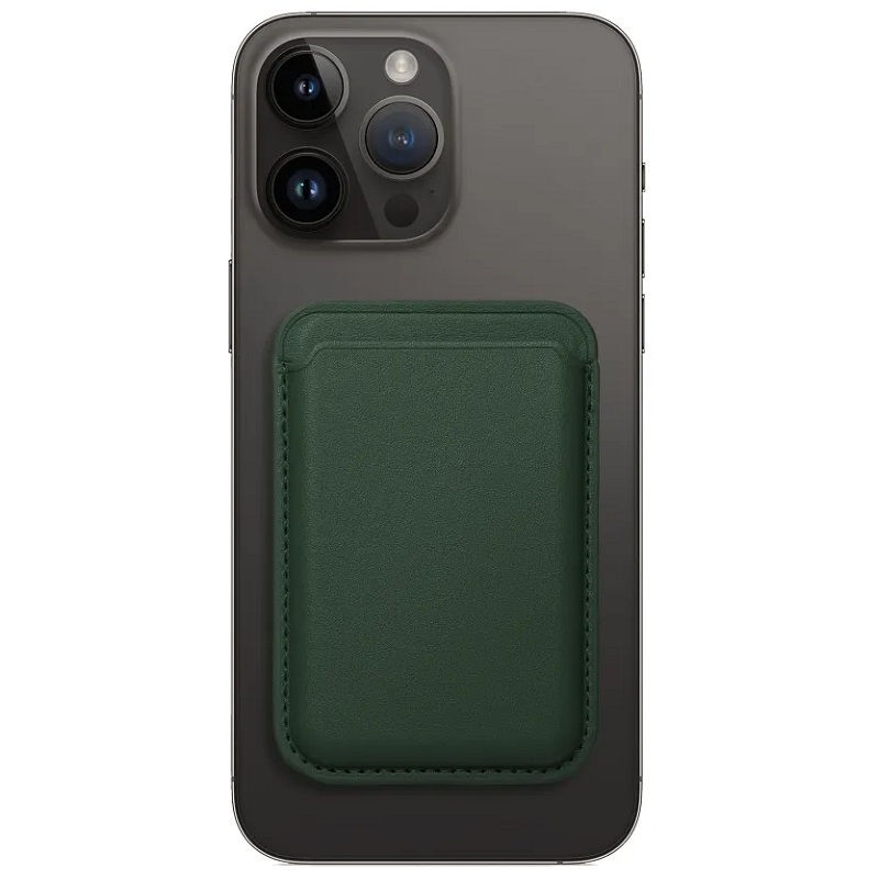 Pouzdro Leather Mag Wallet Magsafe kompatibilní peněženka, kreditní karty tmavě zelená