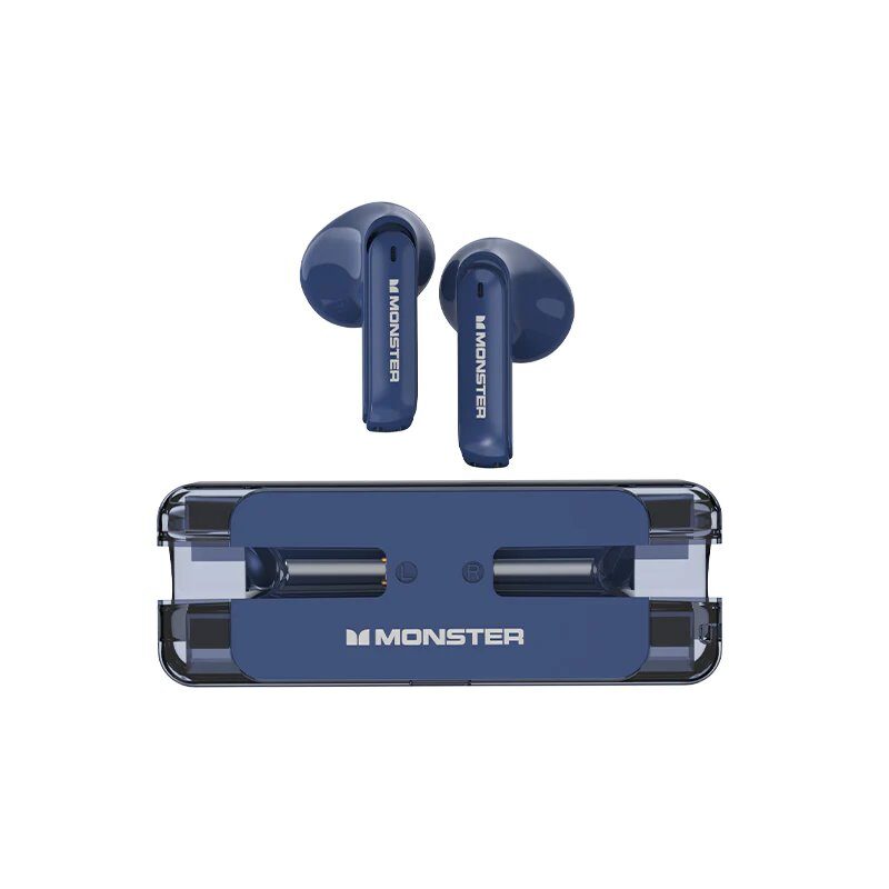 Sluchátka Bluetooth TWS Monster XKT08 + nabíjecí pouzdro, BT 5.3 + ENC Blue