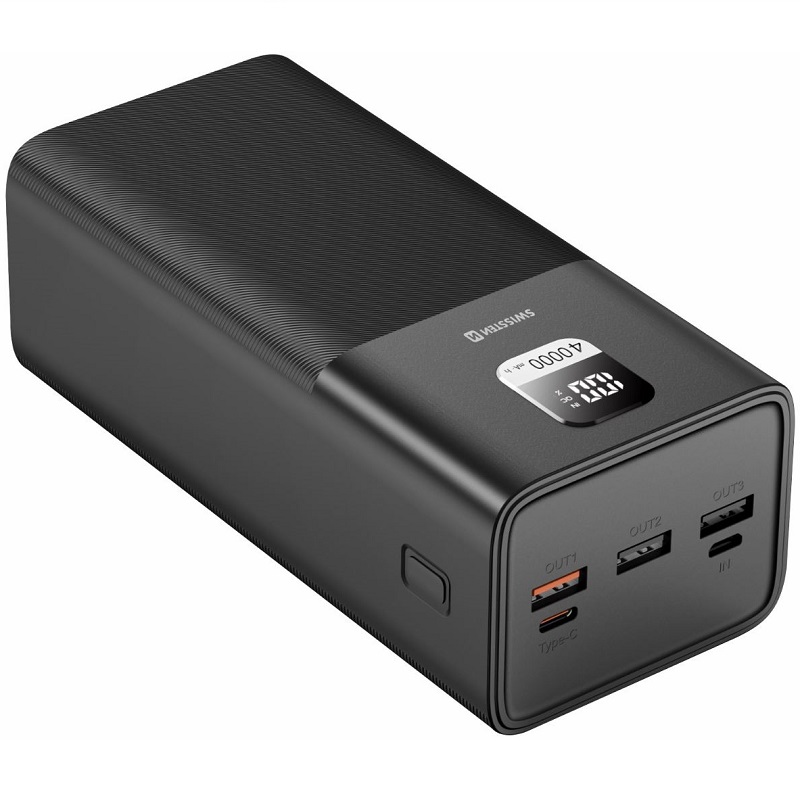 Zdroj záložní PowerBank 40000mAh SWISSTEN Laptop 100W QC 3.0, PD 3.0, Li-pol, 3xUSB, USB-C, microUSB