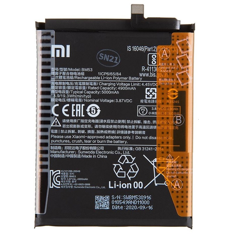 Baterie Xiaomi BM53 5000mAh Original Xiaomi Mi 10T, Mi 10T PRO (Service Pack)