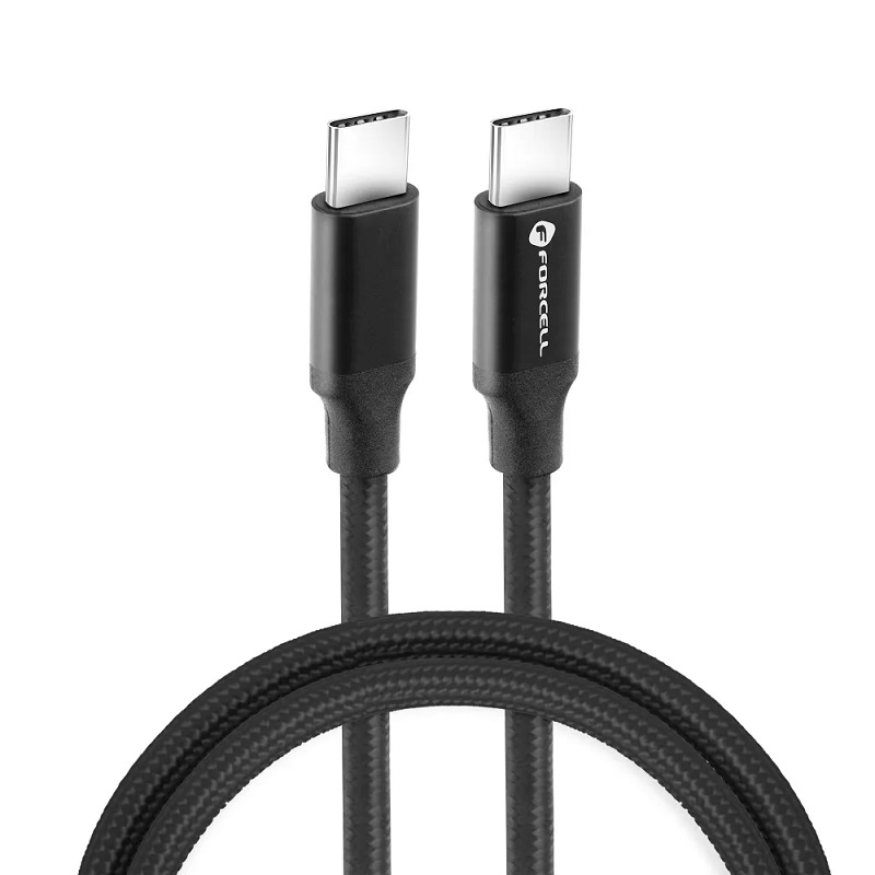 Levně USB datový kabel Forcell Thunderbolt 4 USB-C to C QC4.0 5A/20V PD100W E-mark / 4K iPhone 15 1m černý