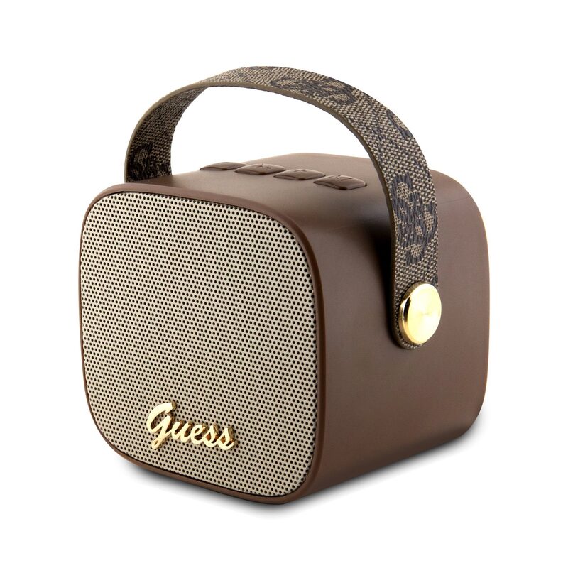 Reproduktor Guess Mini Bluetooth Speaker PU 4G Strap 5W, BT5.3 Brown