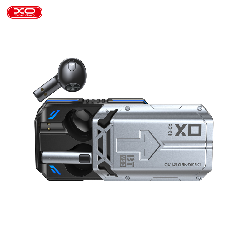 Sluchátka Bluetooth TWS XO G11 Game Weapon V5.3  + dobíjecí pouzdro stříbrná
