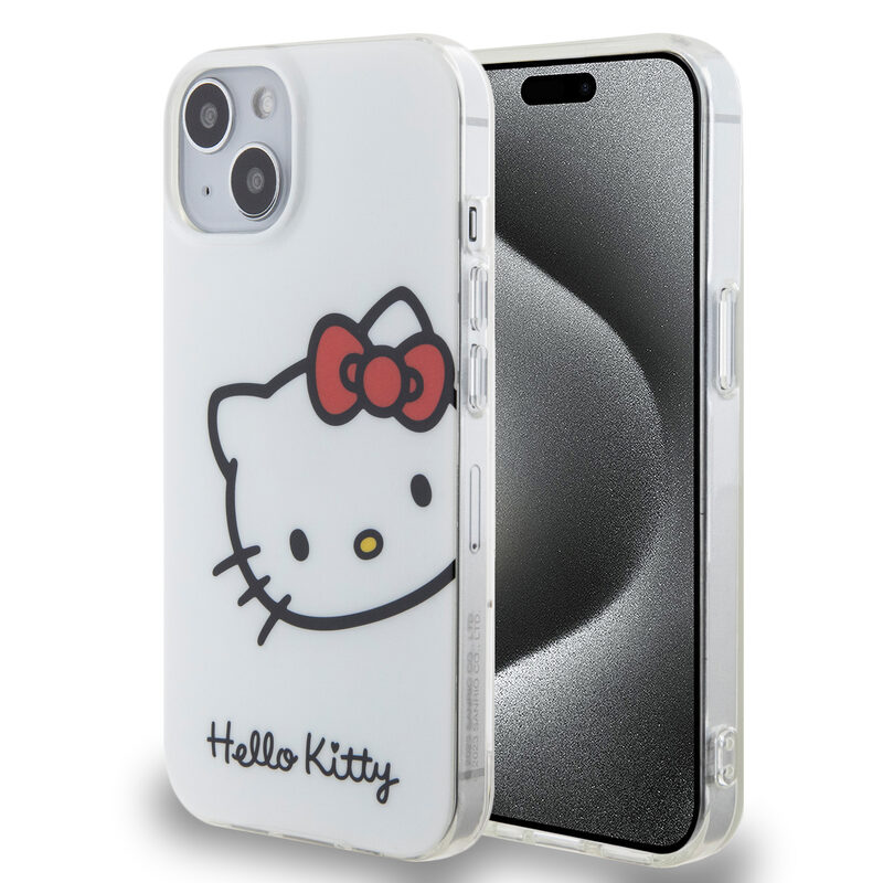 Levně Pouzdro Hello Kitty IML Head Logo zadní kryt pro Apple iPhone 13 White