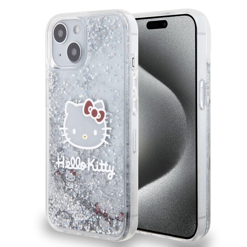 Levně Pouzdro Hello Kitty Liquid Glitter Electroplating Head Logo pro Apple iPhone 12/12 PRO Transparent
