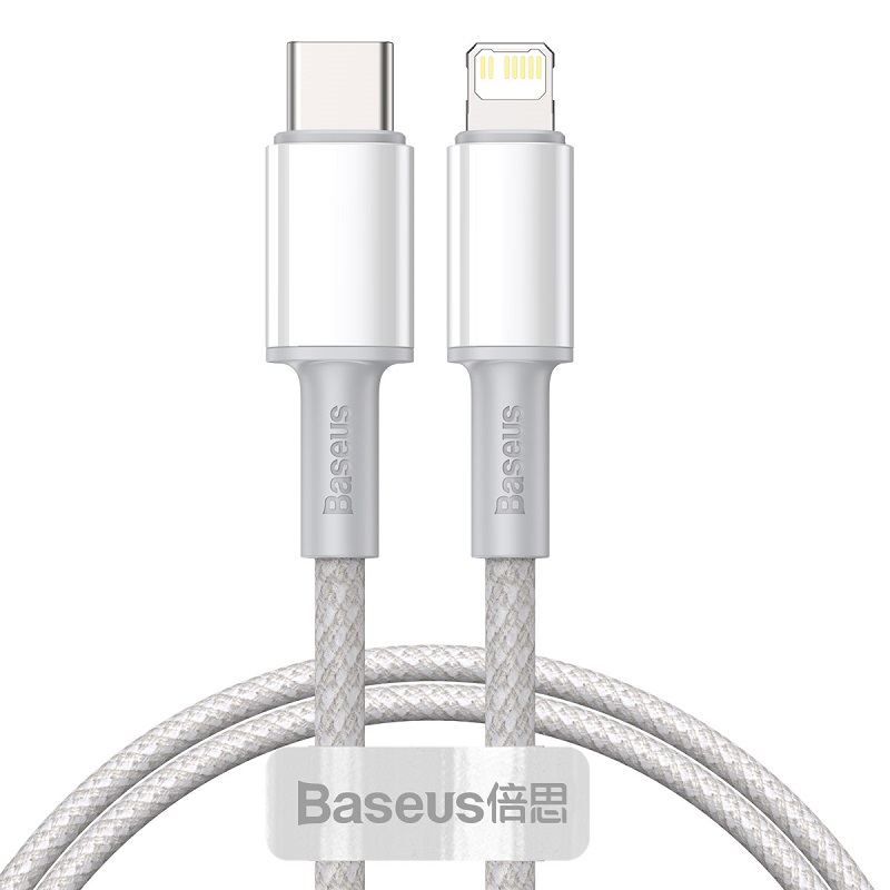 Levně USB datový kabel Apple Lightning / USB-C Baseus High Density 20W PD 1m oplétaný bílý