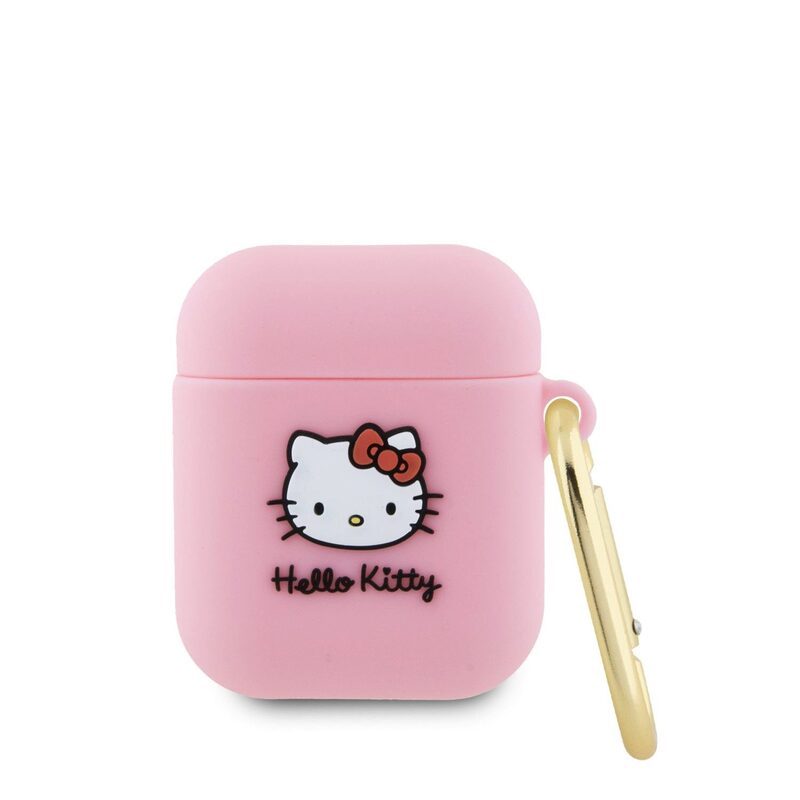 Hello Kitty Liquid Silicone 3D Kitty Head Logo Pouzdro pro AirPods 1/2 HKA23DKHSP