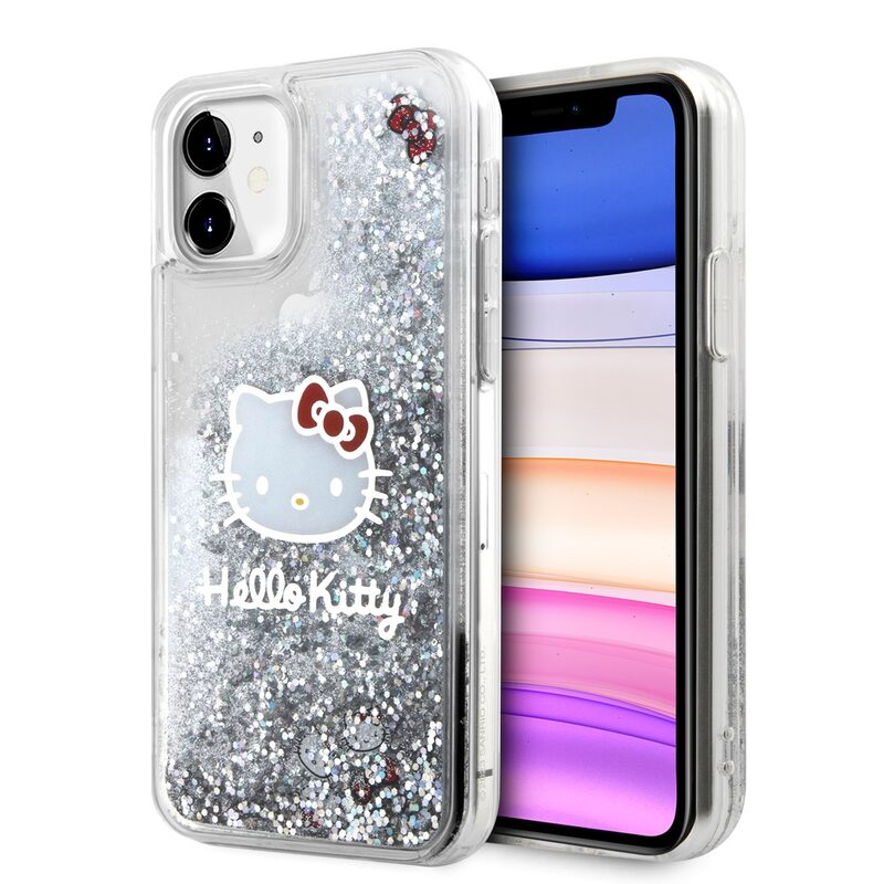 Levně Pouzdro Hello Kitty Liquid Glitter Electroplating Head Logo pro Apple iPhone 11 Transparent