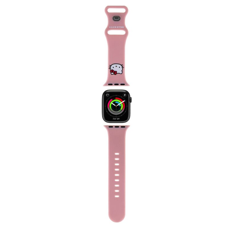 Levně Hello Kitty Liquid Silicone Kitty Head Logo Řemínek pro Apple Watch 38/40mm Pink