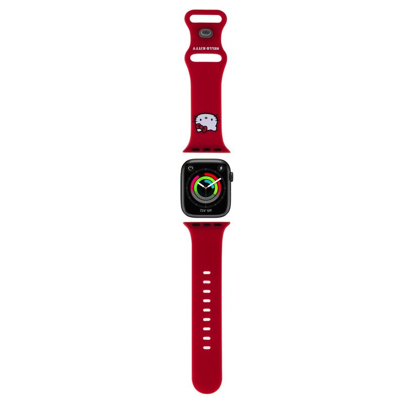 Levně Hodinky Hello Kitty Liquid Silicone Kitty Head Logo řemínek pro Apple Watch 38/40mm Red