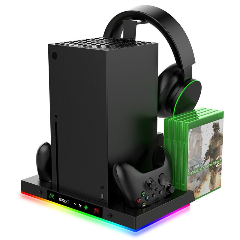 Levně iPega XBX023S multifunkční nabíjecí RGB stojan s chlazením pro Xbox Series X