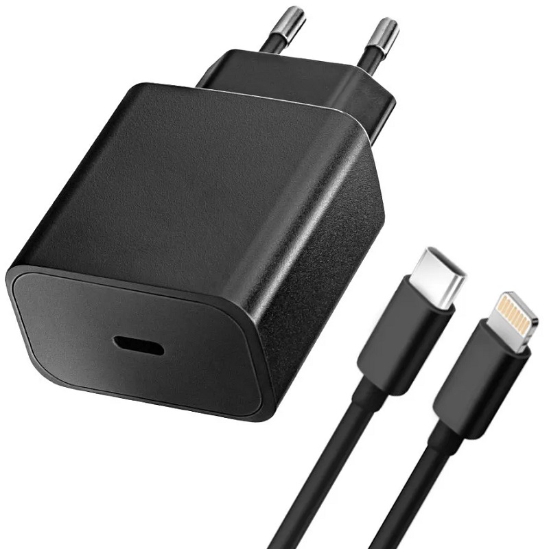 Nabíječka Blue Star USB-C PD 20W QC 4.0 + Lightning kabel pro iPhone 12,13,14 PRO MAX černá