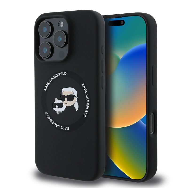 Pouzdro Karl Lagerfeld Liquid Silicone K&CH Heads MagSafe zadní kryt Apple iPhone 16 PRO MAX Black Pouzdro Karl Lagerfeld Liquid Silicone K&CH Heads MagSafe zadní kryt Apple iPhone 16 PRO MAX Black