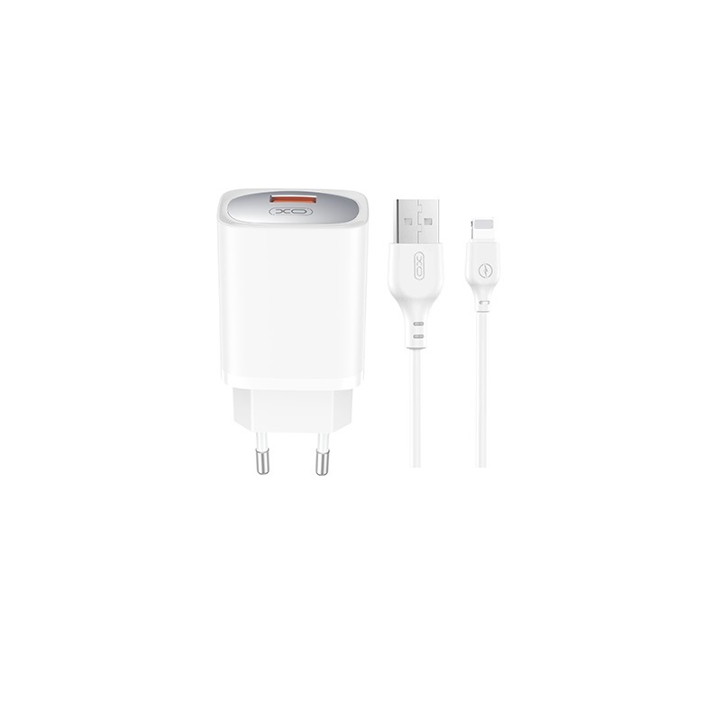 1034975_Nabijecka XO CE19 USB-C PD 18W QC 3.0 USB-A + Lightning kabel pro iPhone 12,13,14 PRO MAX bila_01.jpg
