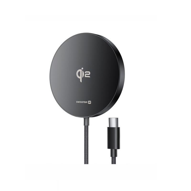 1036339_Nabijecka SWISSTEN MagPuck bezdratove nabijeni Qi2 15W Apple iPhone Magsafe 1,5m cerna_01.jpg